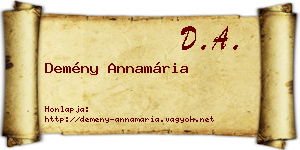 Demény Annamária névjegykártya