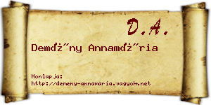 Demény Annamária névjegykártya